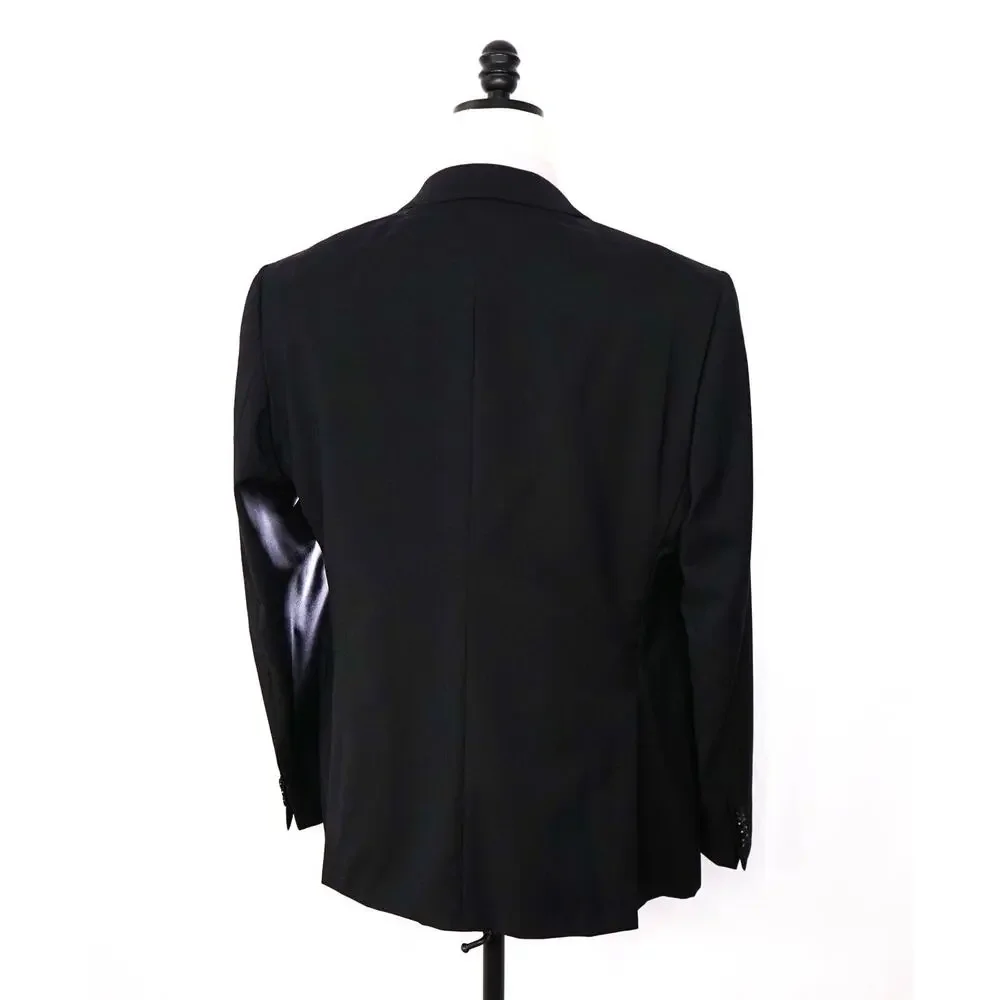 ARMANI COLLEZIONI - Black Wool Peak Lapel Blazer - 44R